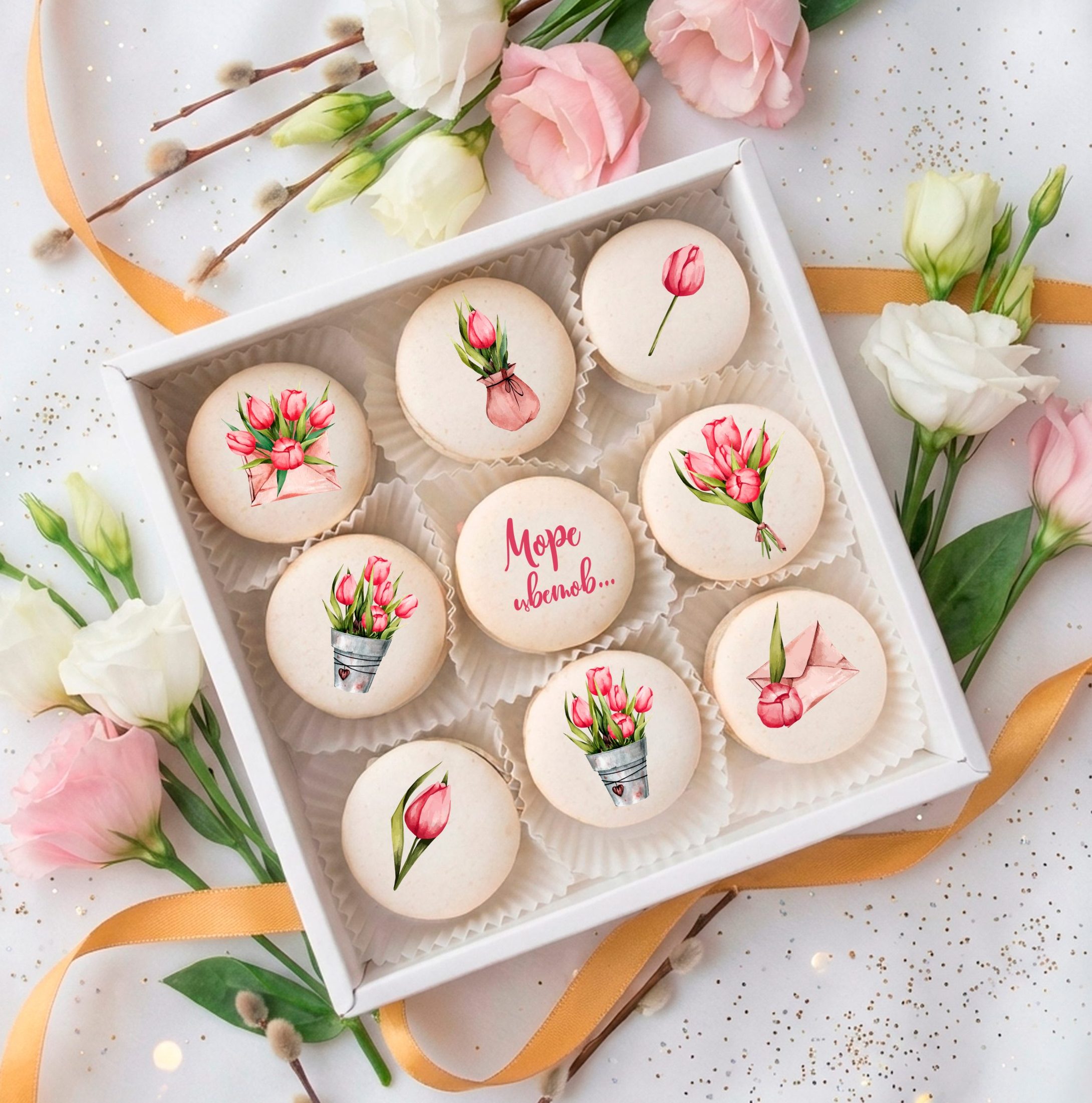 Подарочный набор макаронс "Море цветов"